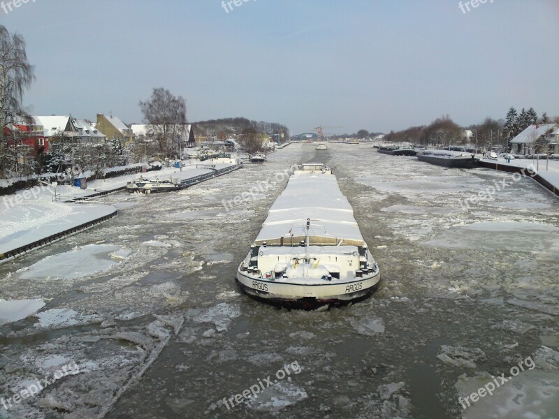 Winter Channel Shipping Frozen Water