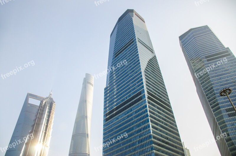 Building Lu Jia Zui Shanghai Blue Sky Free Photos