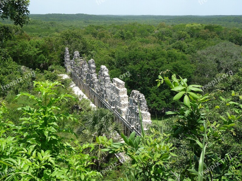 Mexico Yucatan Maya Ruins Rainforest