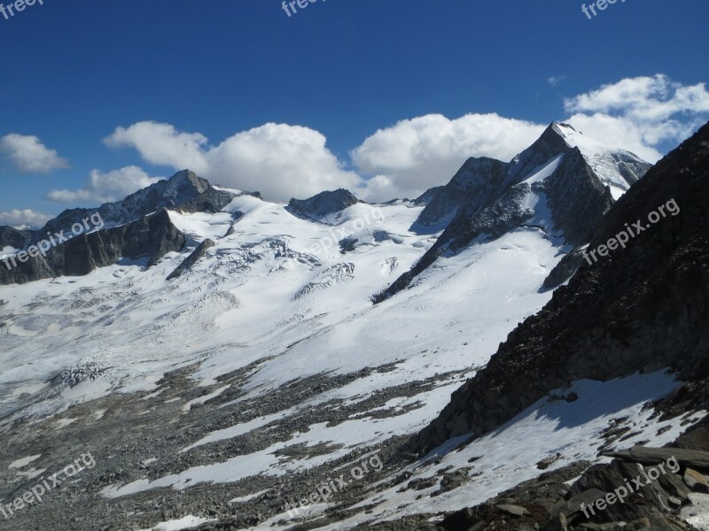 Mountains Alpine Summit Snow Glacier