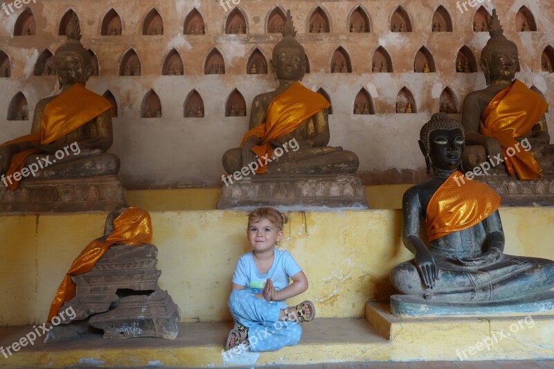 Buddha Wat Child Meditation Girl