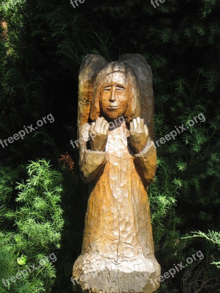 Angel Figure Sculpture Wood Craft