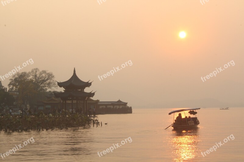 Pleasure Boat West Lake Sunset Lake Free Photos