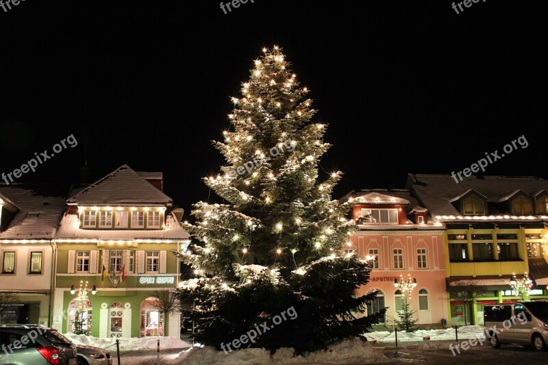 Christmas Tree Christmas Fir Tree Night Photograph Winter