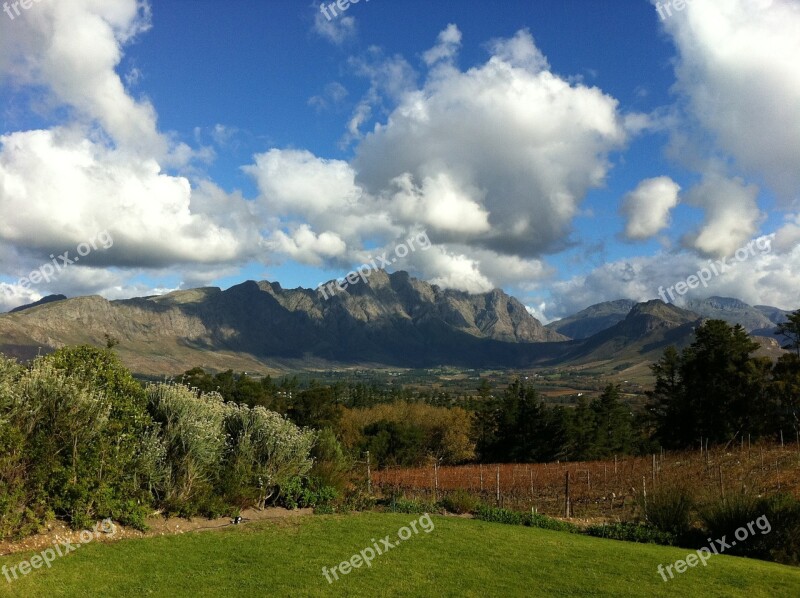 South Africa Vineyards Mountain Free Photos