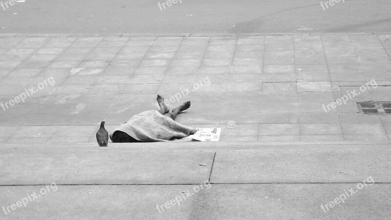 Beggar Historic Centre São Paulo Municipal Theater Asleep