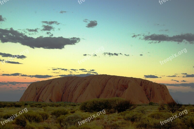 Ayers Rock Uluru Australia Outback Dusk