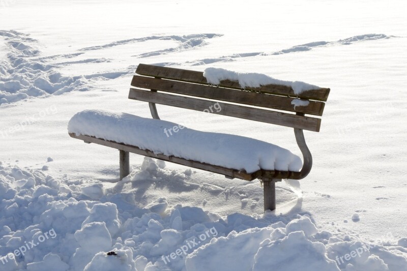 Winter Snow Bench Seat Bank