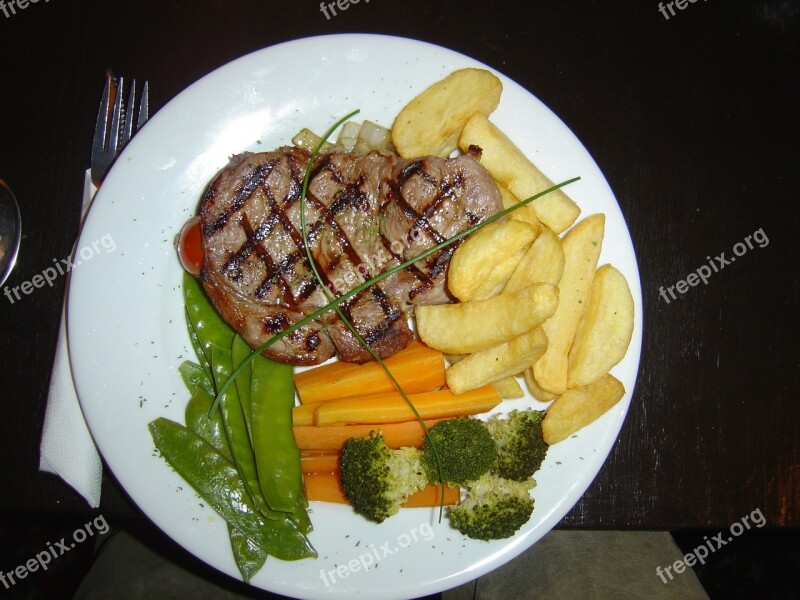 Sirloin Steak Meal Vegetables Meat Potatoes Beefsteak