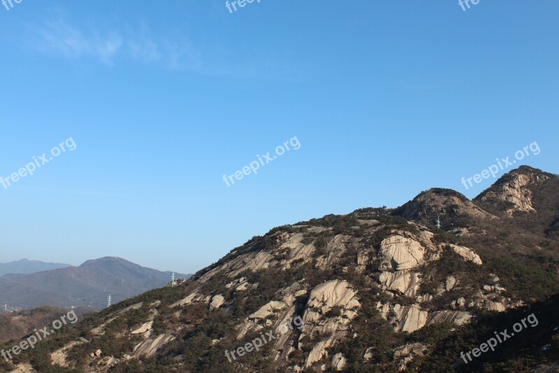 Mountain Bukhansan Mountain Blue Sky Free Photos