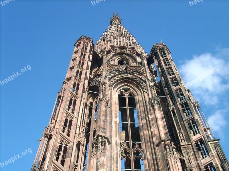 Strasbourg Church Cathedral Blue Steeple