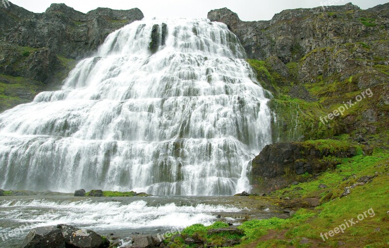 Iceland Dynjandi Cascade Waterfall River