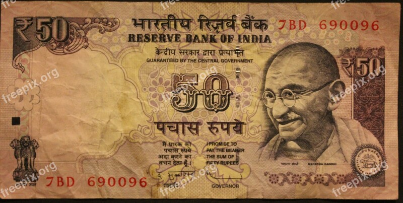 Indian Rupee Rupees Mahatma Gandhi Bills Dollar Bill