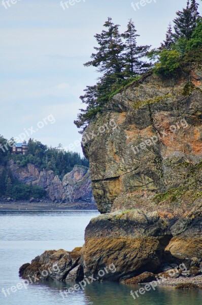 Ocean Cliff Sea Alaska Travel