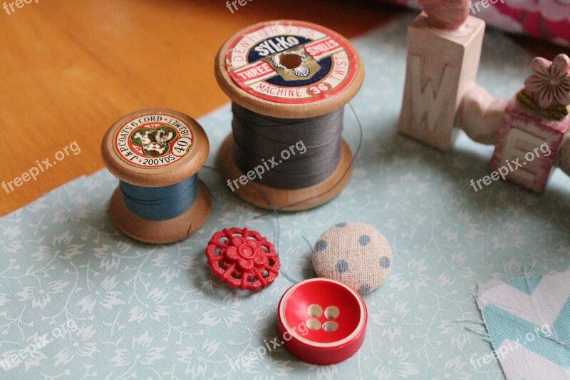 Thread Buttons Sewing Textile Needle