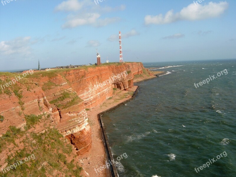 Helgoland Island Sea Island Cliffs Sea