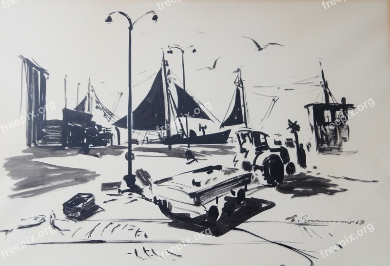 Brush Drawing Image Painting Zeichnuzng Port