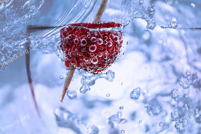 Raspberry Glass Water Spray Water Bubbles