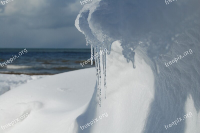 Winter Snow Icicle Sea Free Photos