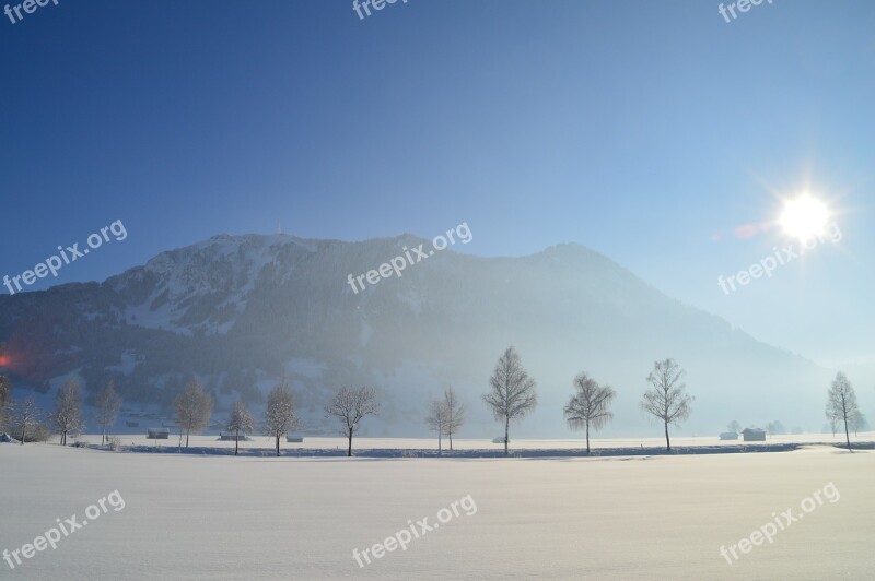 Winter Sun Allgäu Greened Winter Morning