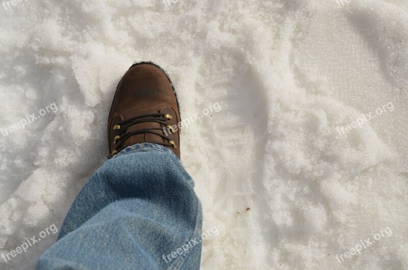 Footprints Ice Cold Snow Free Photos