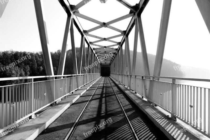 Bridge Black And White Walk Path Nature