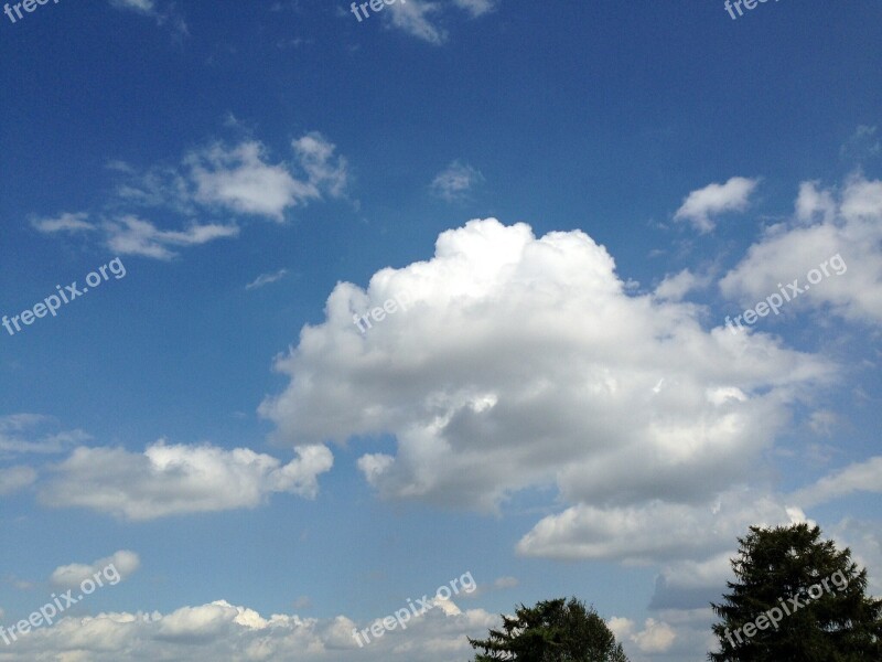 Clouded Sky Cumulus Clouds Blue Sky Free Photos