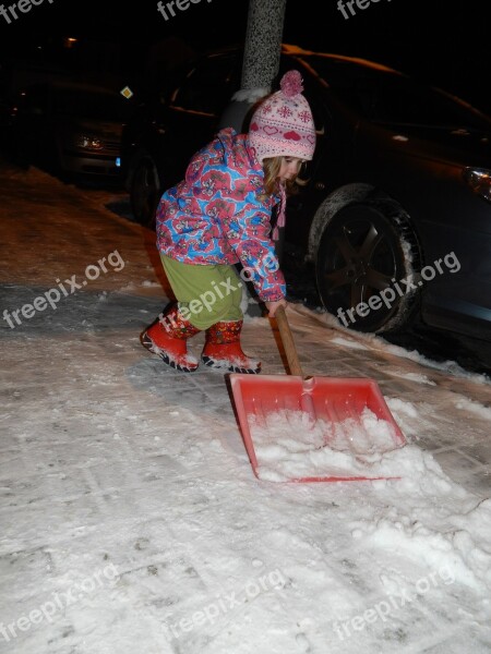 Assistant Child Girl Snow Work