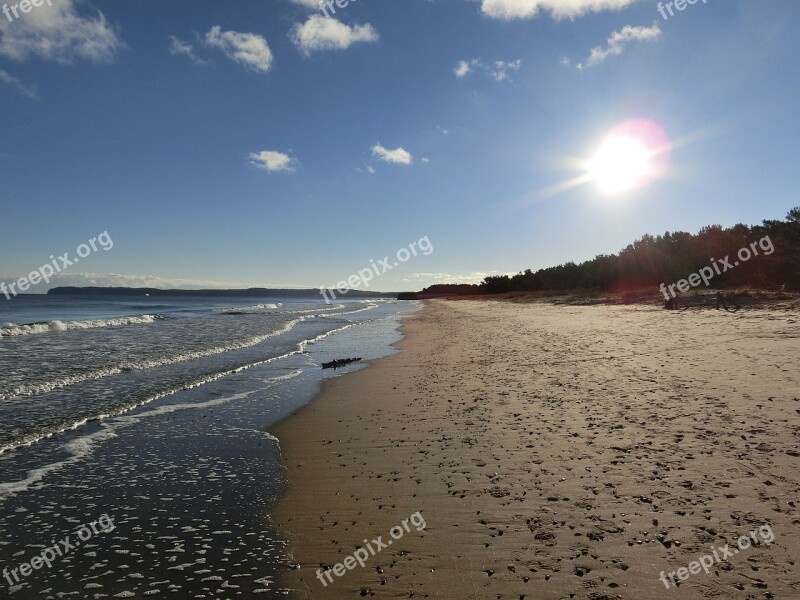 Beach Sun Clouds Sea Baltic Sea