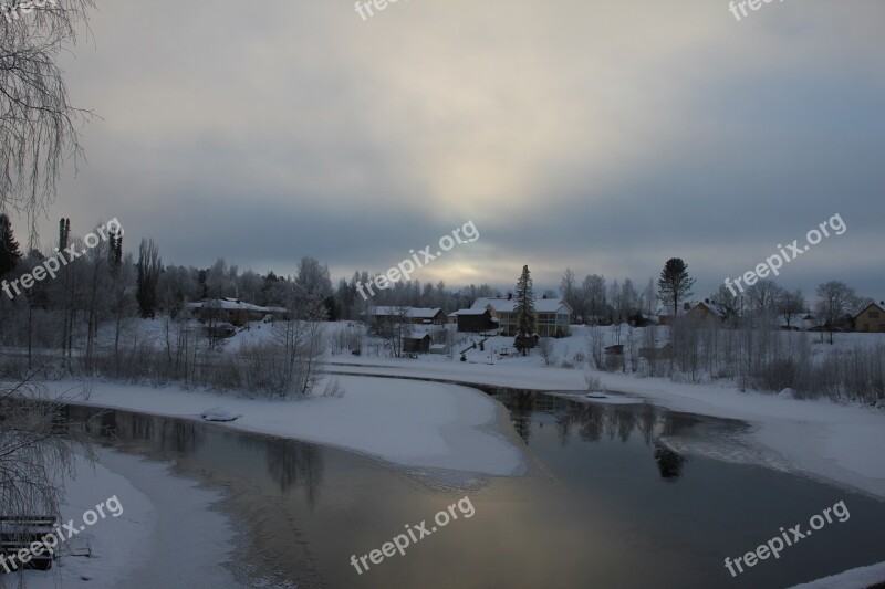 Landscape Winter Water River Frost