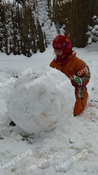 Child Snow Snow Ball Build Play