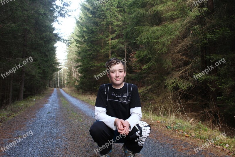 Boy Forest Path Nature Trees