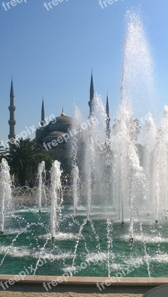 Mosque Fountain Summer Istanbul Turkey