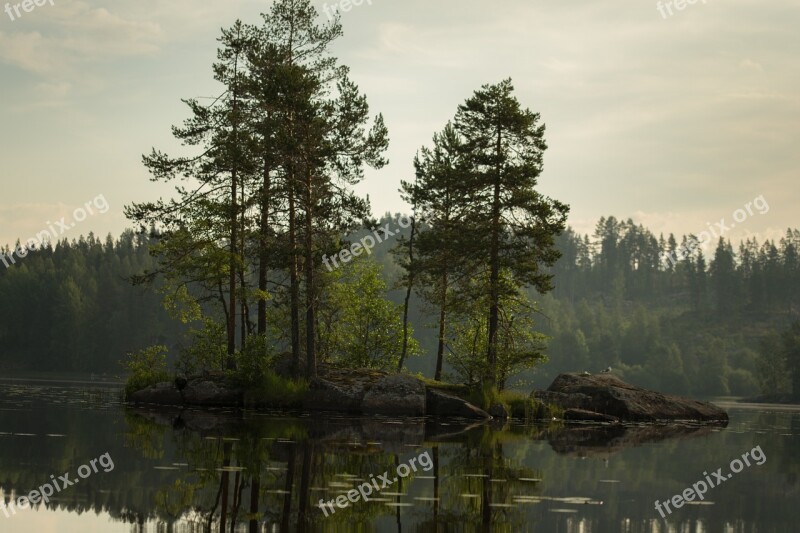 Island Water Finnish Beach Lake In Finland