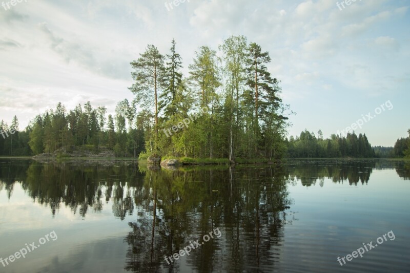 Island Lake Finnish Summer Sky