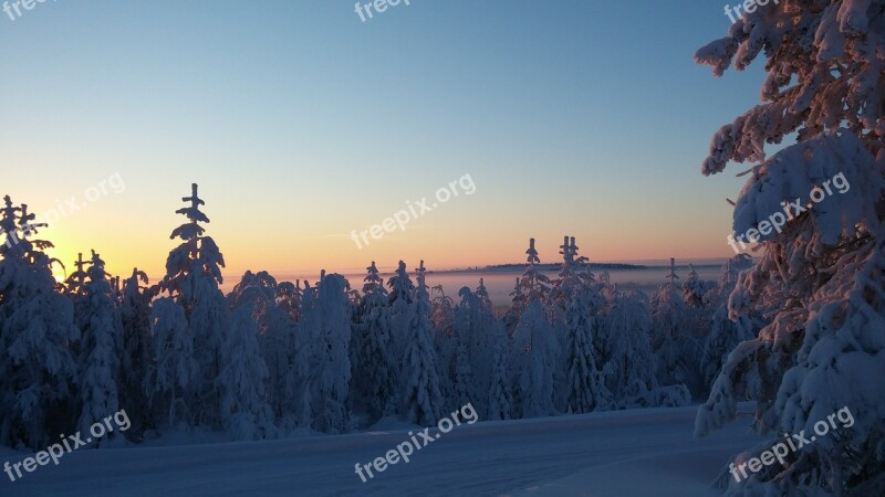 Sun Frost Winter Winter Landscape Finnish