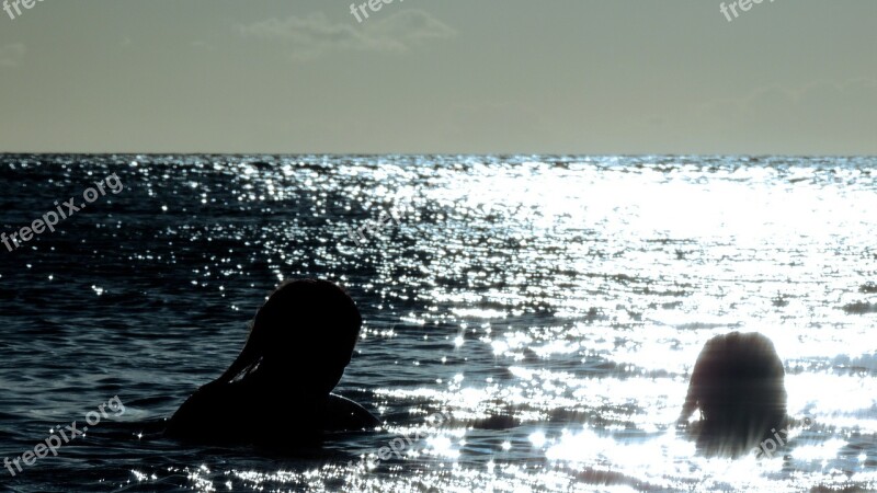 Ocean Swimming Glittering Sparkling Silhouettes