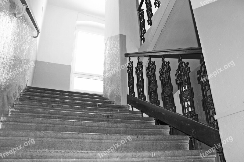 Stairs Railing Black And White Path Free Photos