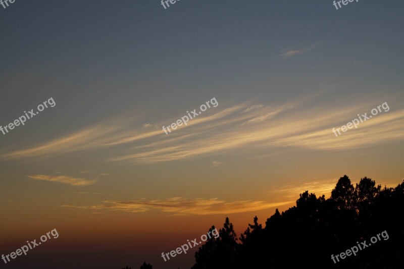 El Salvador Sky Sunset Trees Mountains