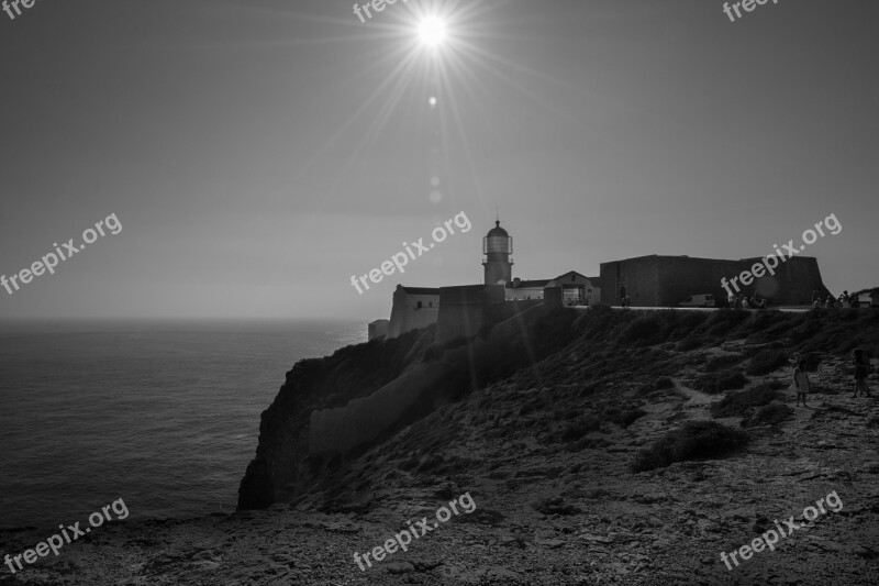 Lighthouse Beacon Cliff Coast Ocean