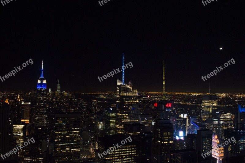 Buildings Night New York City City Architecture