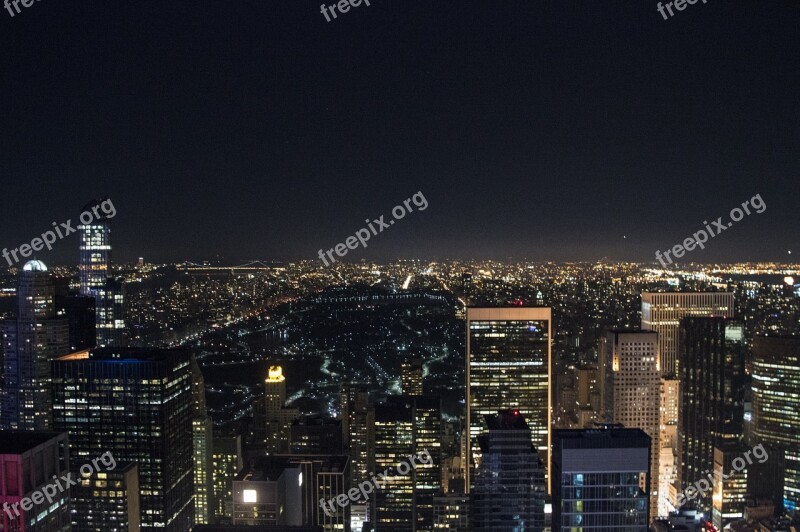 Buildings Night New York City City Architecture