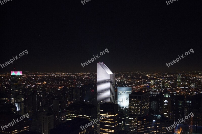 Buildings Night New York City City Architecture