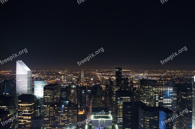 Buildings Night New York City City Architecture