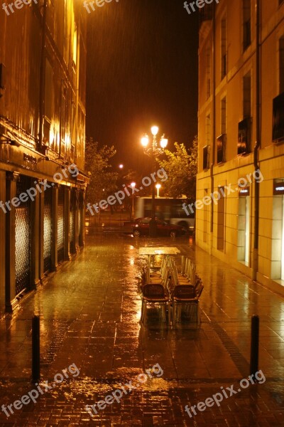 Street Rain Night Wet Lighting