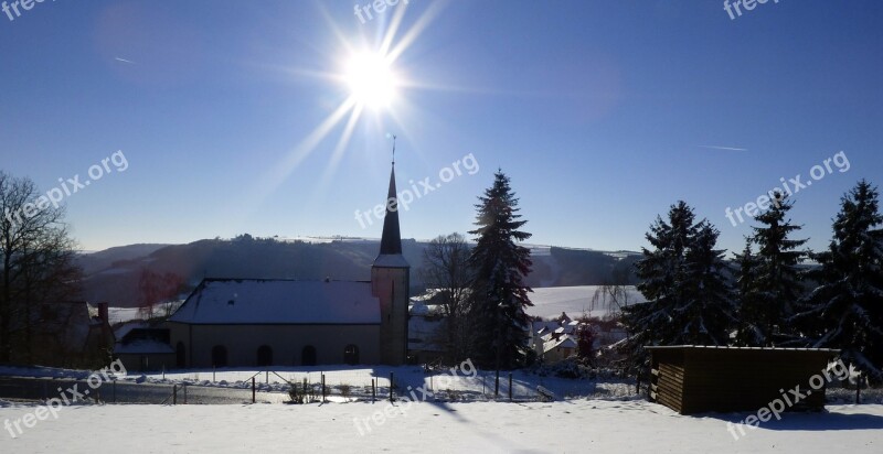 Winter Landscape Snow White Nature Church