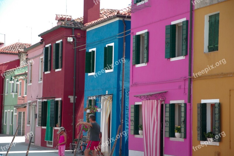 Italy Burano Island Colorful Houses Shutters Open Free Photos