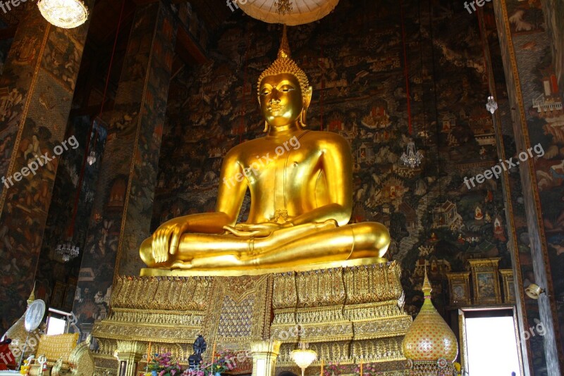 Temple Buddha Bangkok Thai Gold