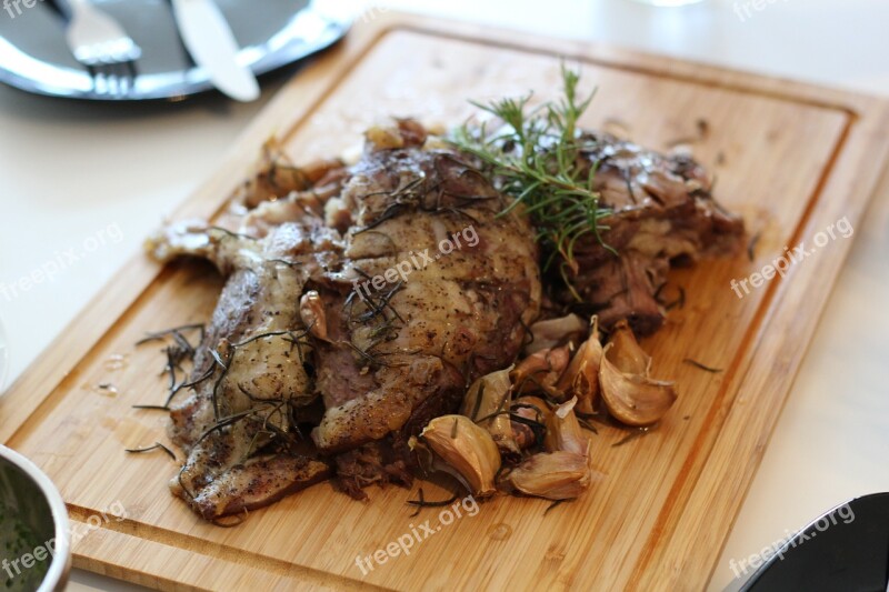 Roast Lamb Rosemary Food Meat