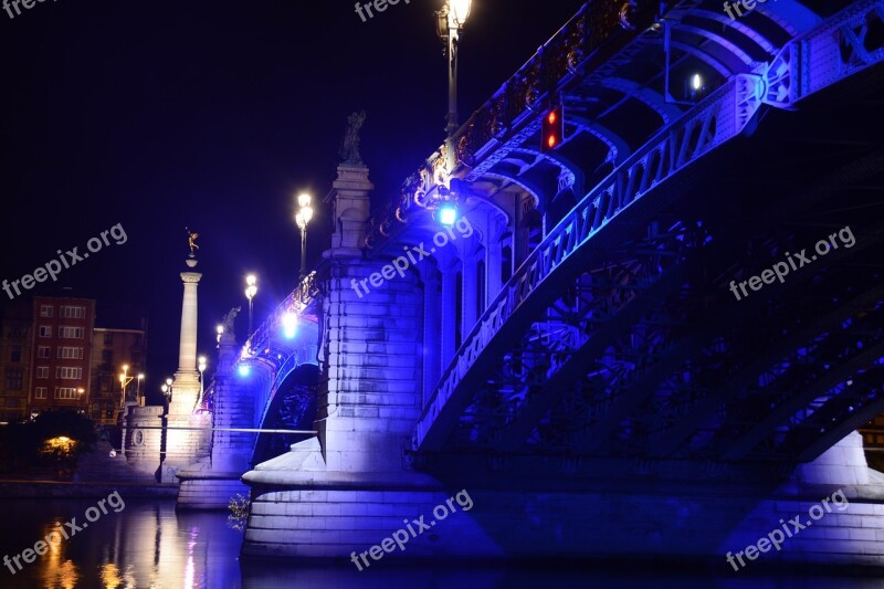 Bridge Meuse River Color Lights